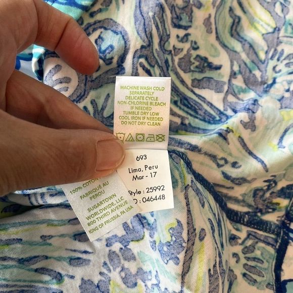 Lilly Pulitzer Erin Blue Crush After Party Mini 3/4 Sleeve V Neck Dress Size XS - Picture 7 of 9